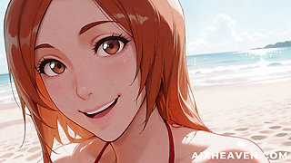 Orihime Inoue Fucks You on the Beach and Then Goes to a Hotel Room with You! Bleach Hentai Uncensored POV