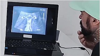 Wife Cheating On Cuckold During Ultrasound Without Him Seeing!
