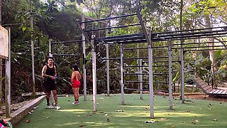 LunaBigBooty Dominates Pulldowns in Outdoor Yoga Full-Body Workout
