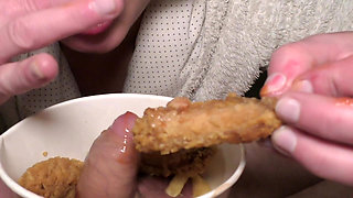 Food Fetish Blow Job in Chicken and Fries and Eat This with Taste