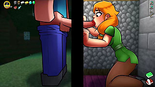 Alex Sucks Steve Through a Gloryhole! Sloppy Blowjob HornyCraft Minecraft Parody