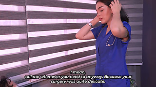 Gorgeous Latina Doctor Helps Her Patient Cum on Her Face