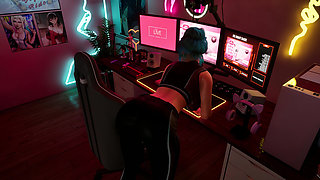 Sexy Young Gamer Whore Trying Sex Machine 3D Hentai