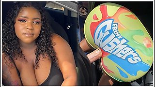 Big Booty Ebony Gets Fucked Through A Hole In Her Tight Gusher Shorts On Her Way To The Car Wash