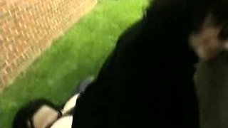 Brunette Flashing And Sucking Cock Outdoors In Public
