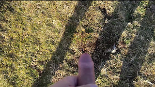 Caught jerking in public and decided to help to cum public handjob