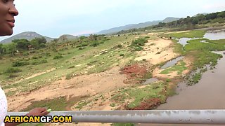 Super Tight Ebony Pussy Pounded POV By Big White Cock Boyfriend Outdoors