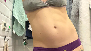 Strong Girl Showing Her Muscles and Flashing Ass, Tits and Pussy