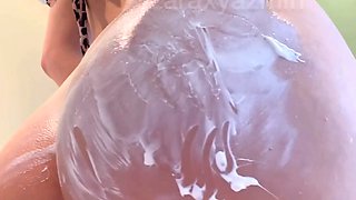 Glamour babe with big boobs masturbates in lingerie