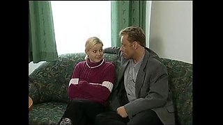 Blonde teen gets nude at retro casting audition