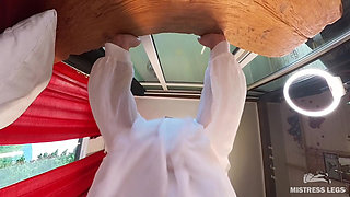 Oiled Big Ass Facesitting in White Stockings - Heavy Bouncing on Slave Face (part 1)