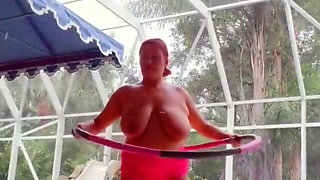 Rainy Day Topless Poolside Workout! Would You Be My Personal Trainer?
