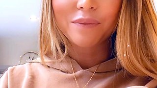 Sexy Blonde Babe With Big Boobs Strips Bra