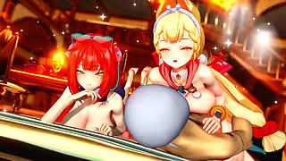 Zenless Zone Zero - FFM Yuzuha and Alice Swap Cock and Take Turns Riding - 3D Hentai Animations