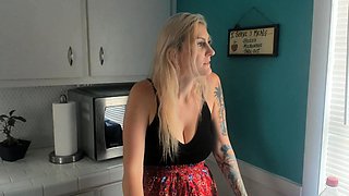 Innocent Busty blonde fingering and toying pussy