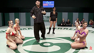 Massive 5 girl orgy as the losers are getting fucked & humiliated in front of the crowd.