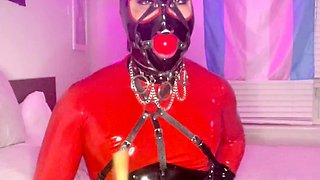 Shemale tranny enjoying solo masturbation