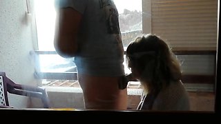 Public Blowjob on the Balcony - She doesn't Care about Neigh