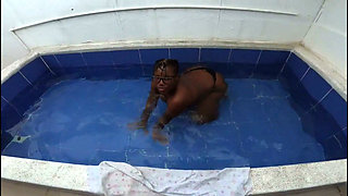 Big Ass Cock Sucking Goddess in Thong Went Over to the Neighbor Small Tub Pool Telling Him to Get His Dick Wet - Mastermeat1