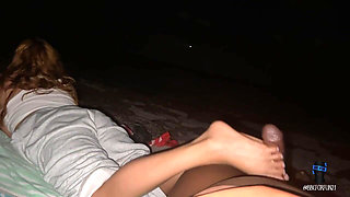 Post Orgasm Kvlisoles Gives Bbc4funn a Beach Nightlife Footjob Massive Cumshot
