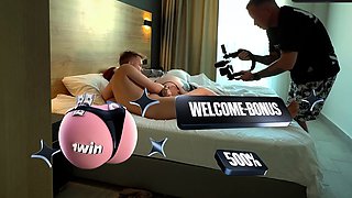 Risky homemade facial with molten Russian damsel and