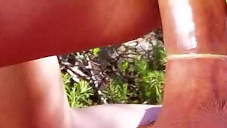 Stepmom helps teen stepdaughter on her first time at the beach with strange guys