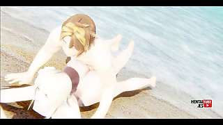 Genshin Impact Hentai - Lumine Is Fucked in the Beach - Asian Japanese Anime Manga Porn