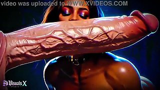 Good-sized Caboose EBONY mummies Adore HUGE White Stiffys — Bi-racial Wish (4K AI Generated Cartoon)