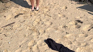 Stripping Out of My Little Black Mini Dress on the Beach and Then Playing with My Body in the Open