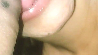 A MILF Gives a Blowjob Using Only Her Big, Tasty Tongue, and in the End Swallows All the Cum.