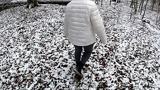 Throwing Snow Balls on Her Naked Pussy - Whole Girl Naked in Winter Wonderland