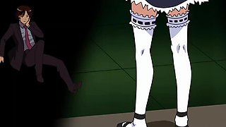 Kinky dude loves to fuck some busty maids in his office hentai