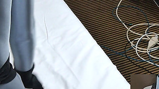 Elena Clark Batgirl Fuck Zentai White Grey Nylon